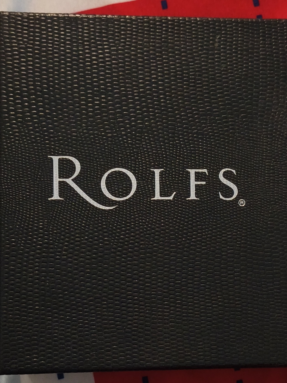 Rolfs Black Textured Box with Rolfs Logo